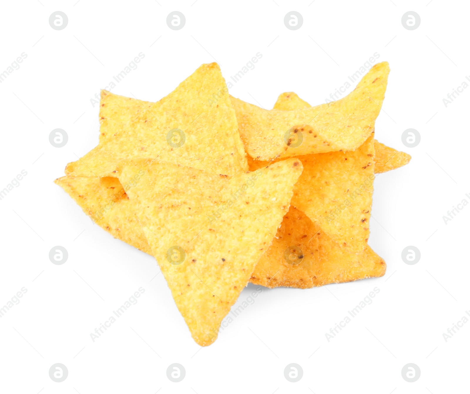 Photo of Tasty Mexican nachos chips on white background