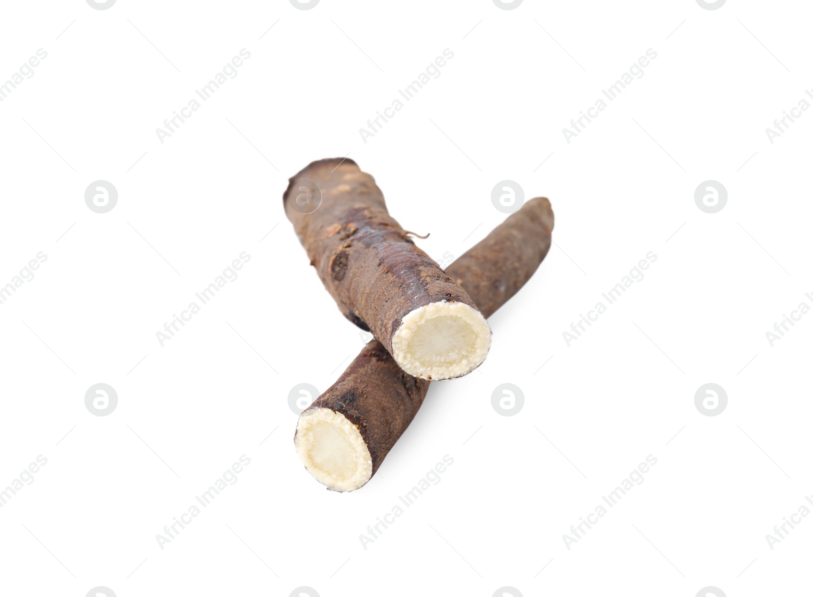 Photo of Fresh raw salsify roots on white background