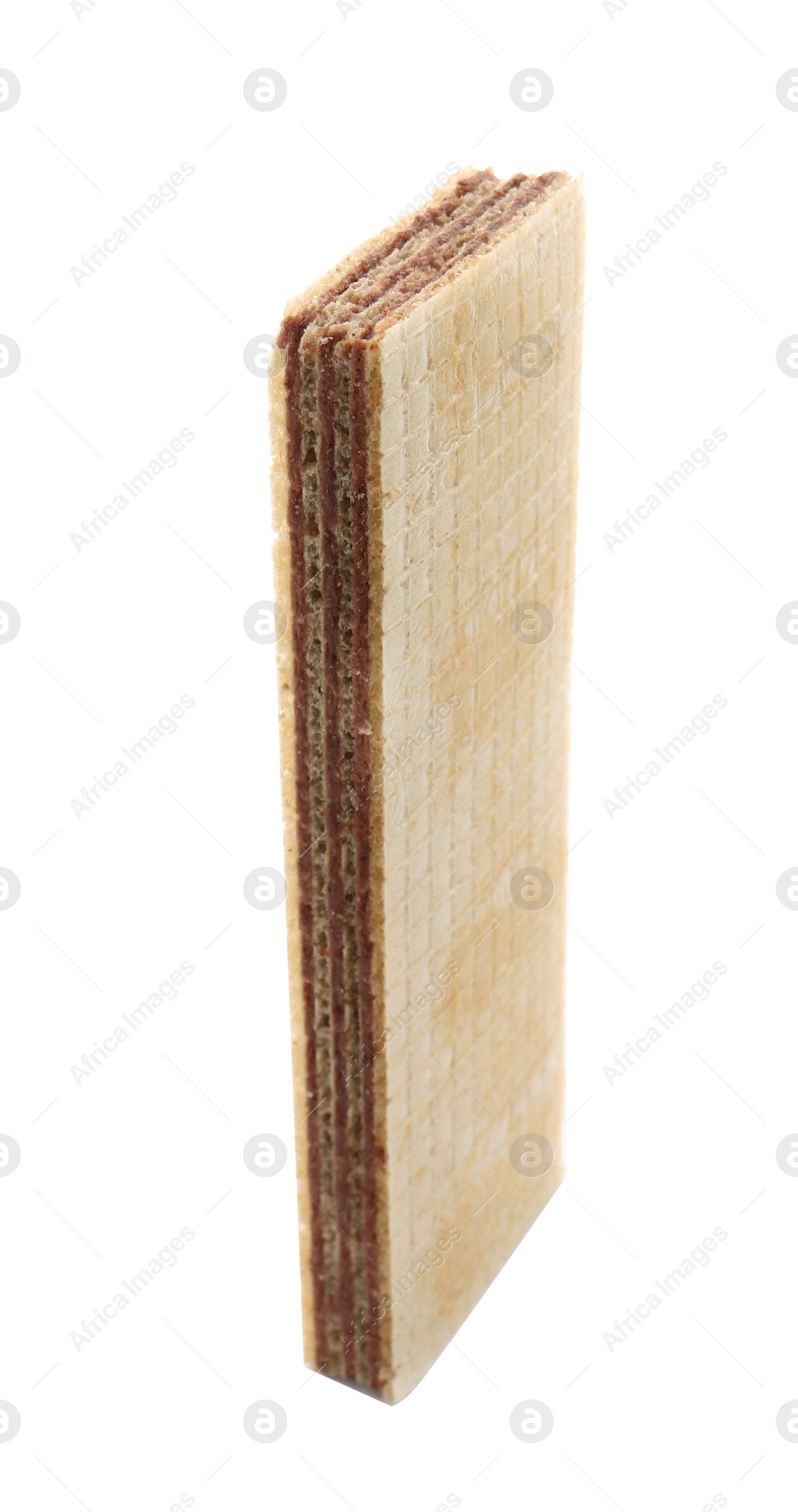 Photo of Delicious crispy wafer on white background. Sweet food