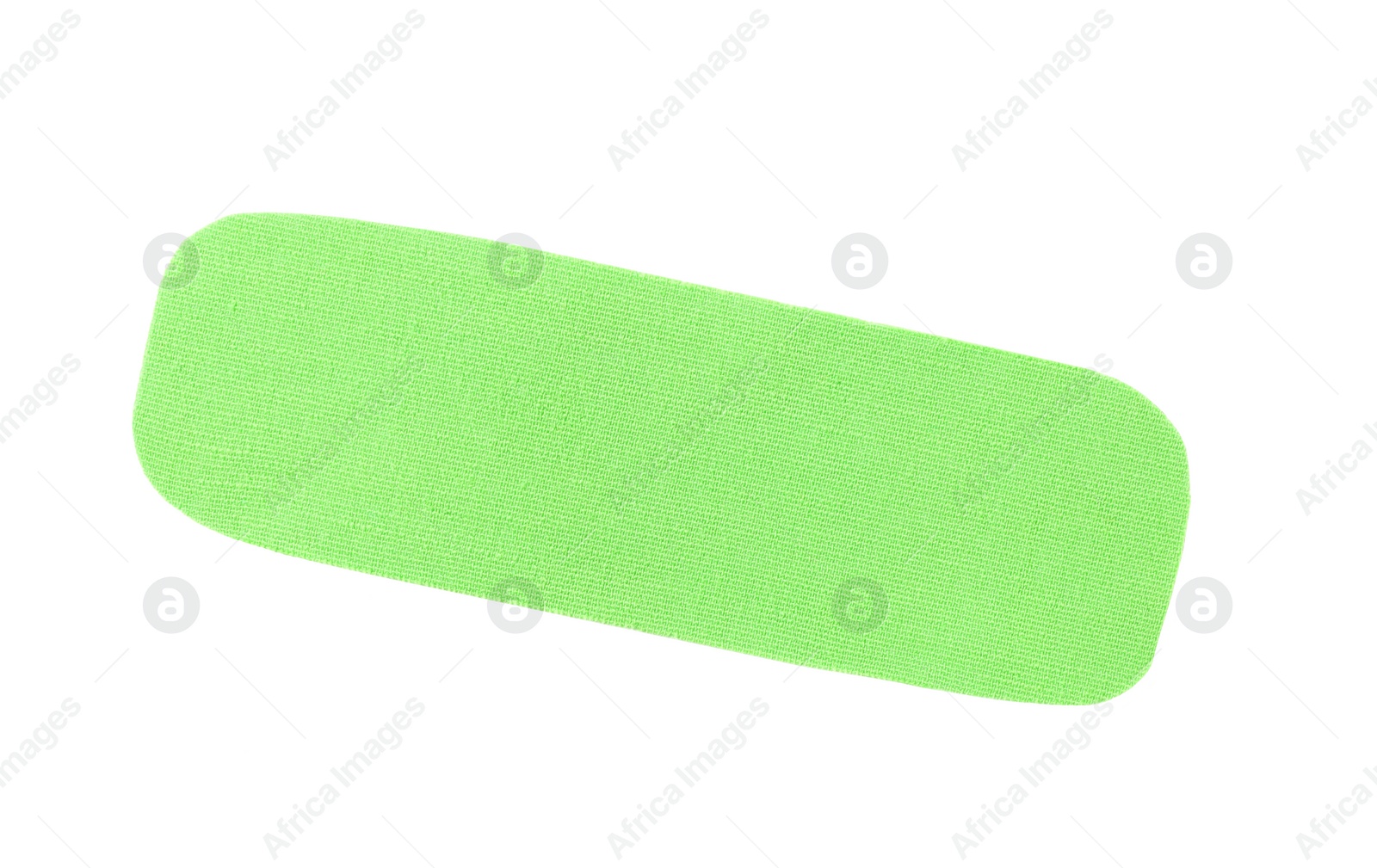 Photo of Green kinesio tape piece on white background, top view