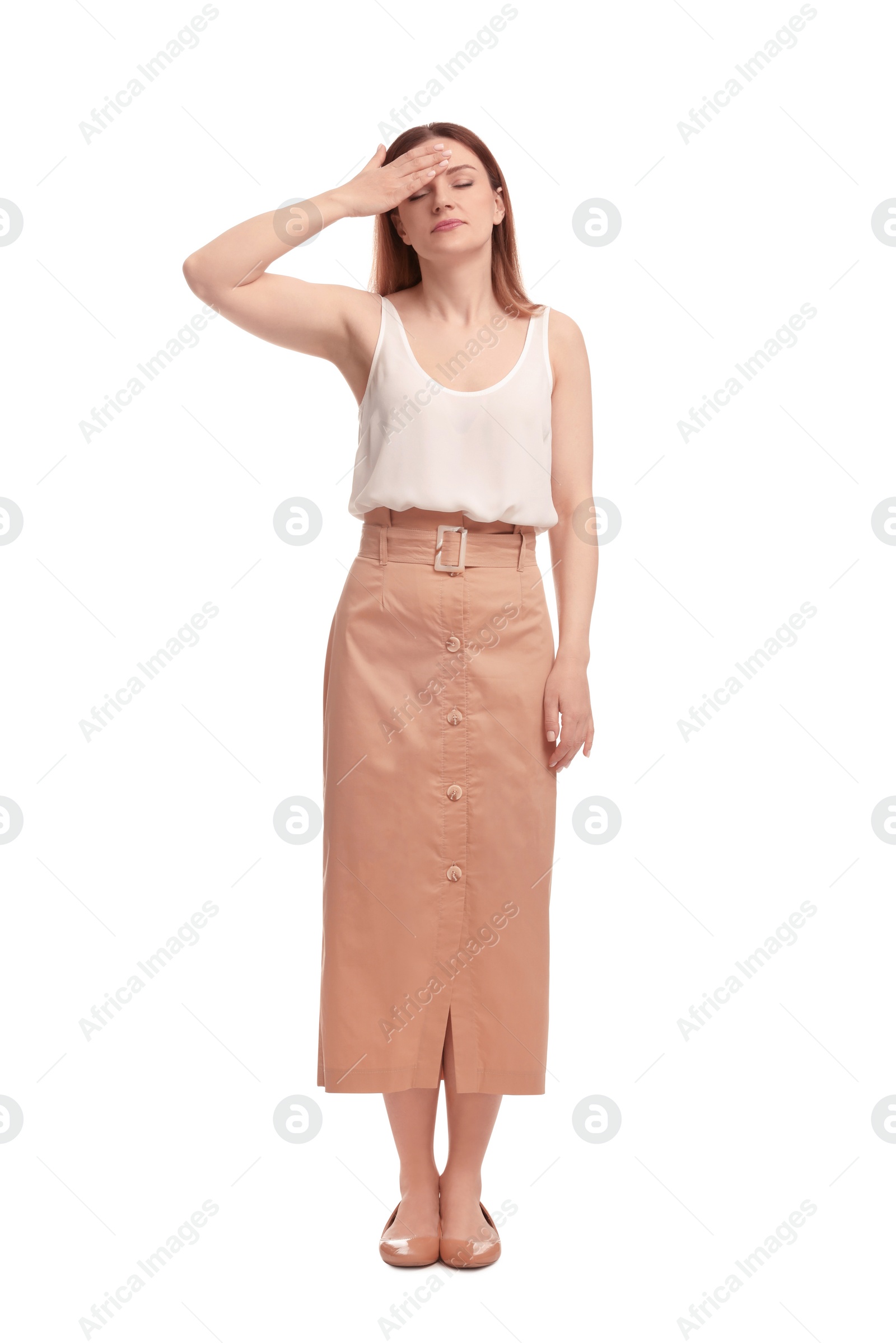 Photo of Beautiful business woman posing on white background