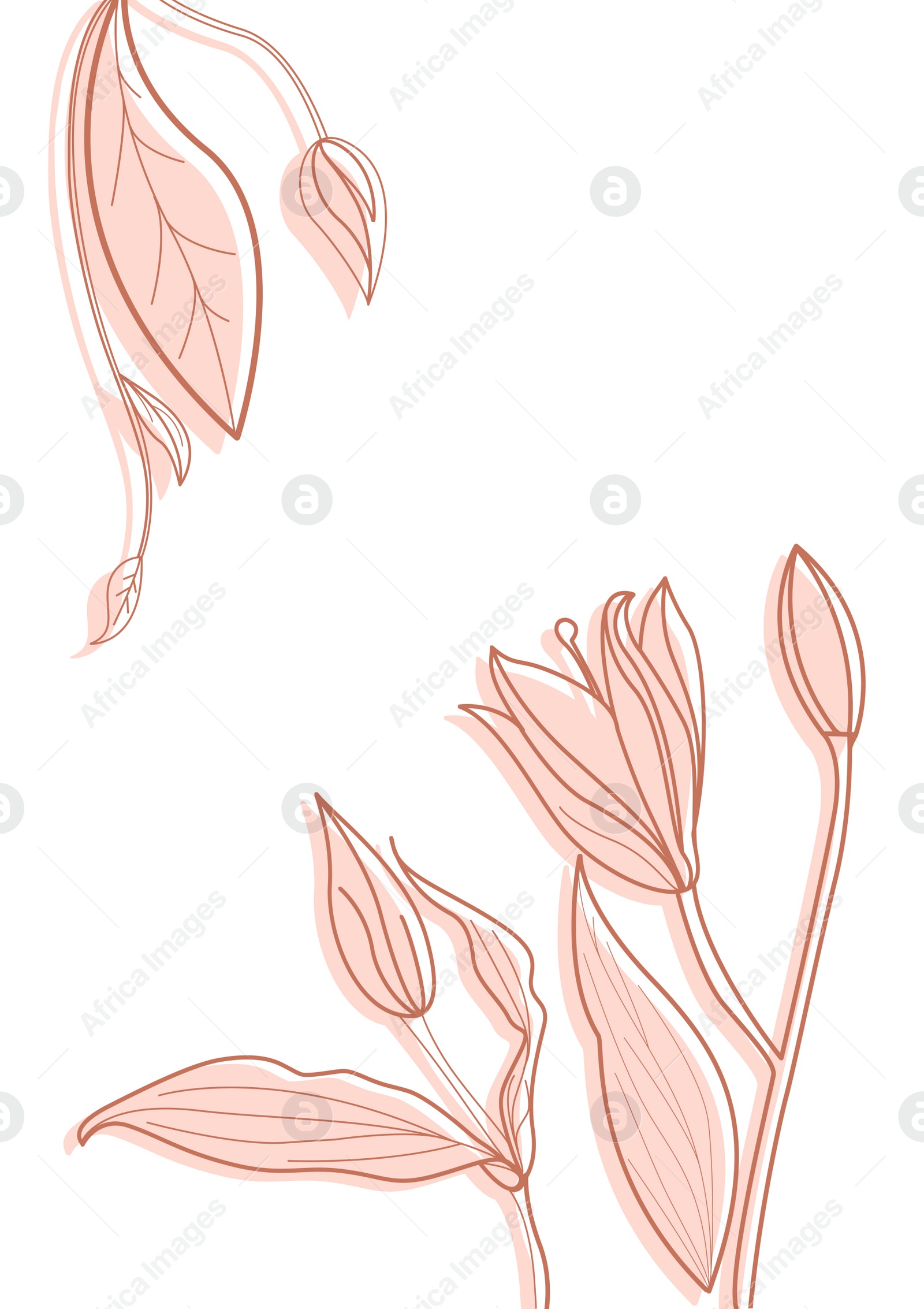 Illustration of Beautiful image with flowers in different colors. Floral design