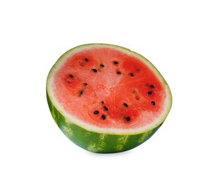 Photo of Cut delicious ripe watermelon isolated on white