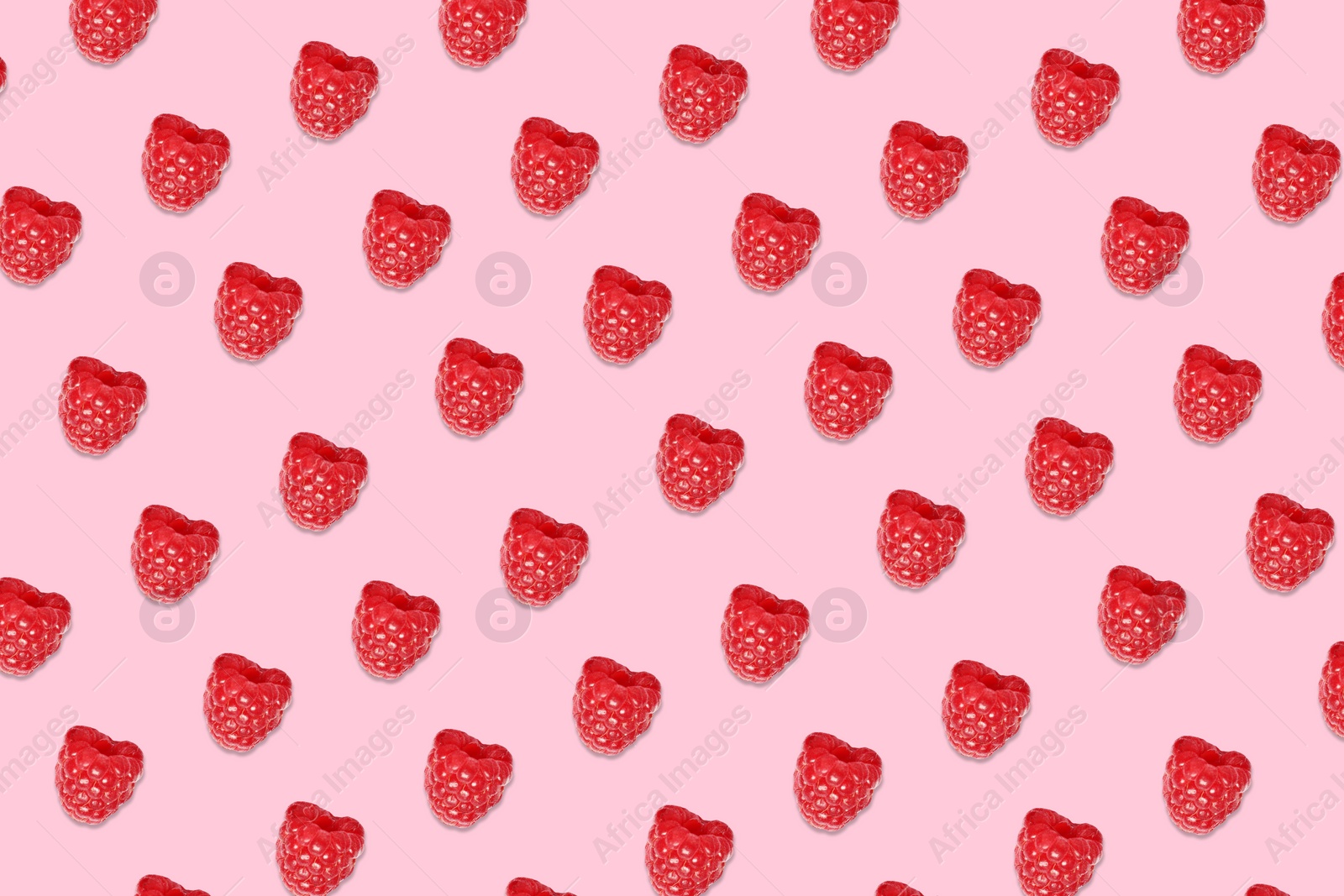 Image of Pattern of raspberries on pale pink background