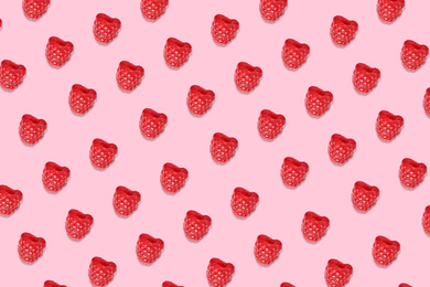 Image of Pattern of raspberries on pale pink background