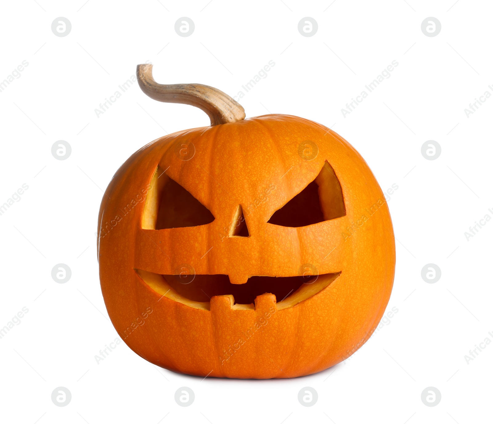 Photo of Carved pumpkin for Halloween isolated on white