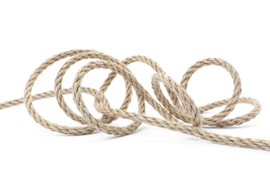 Hemp rope isolated on white. Organic material