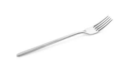 Photo of One shiny metal fork isolated on white