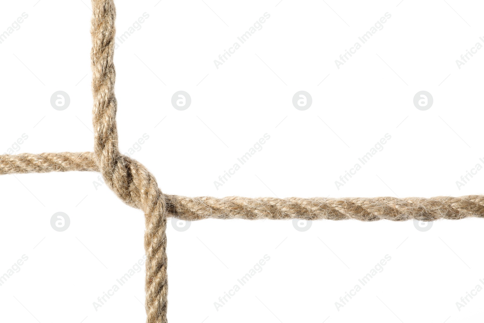 Photo of Twisted hemp ropes isolated on white. Natural material