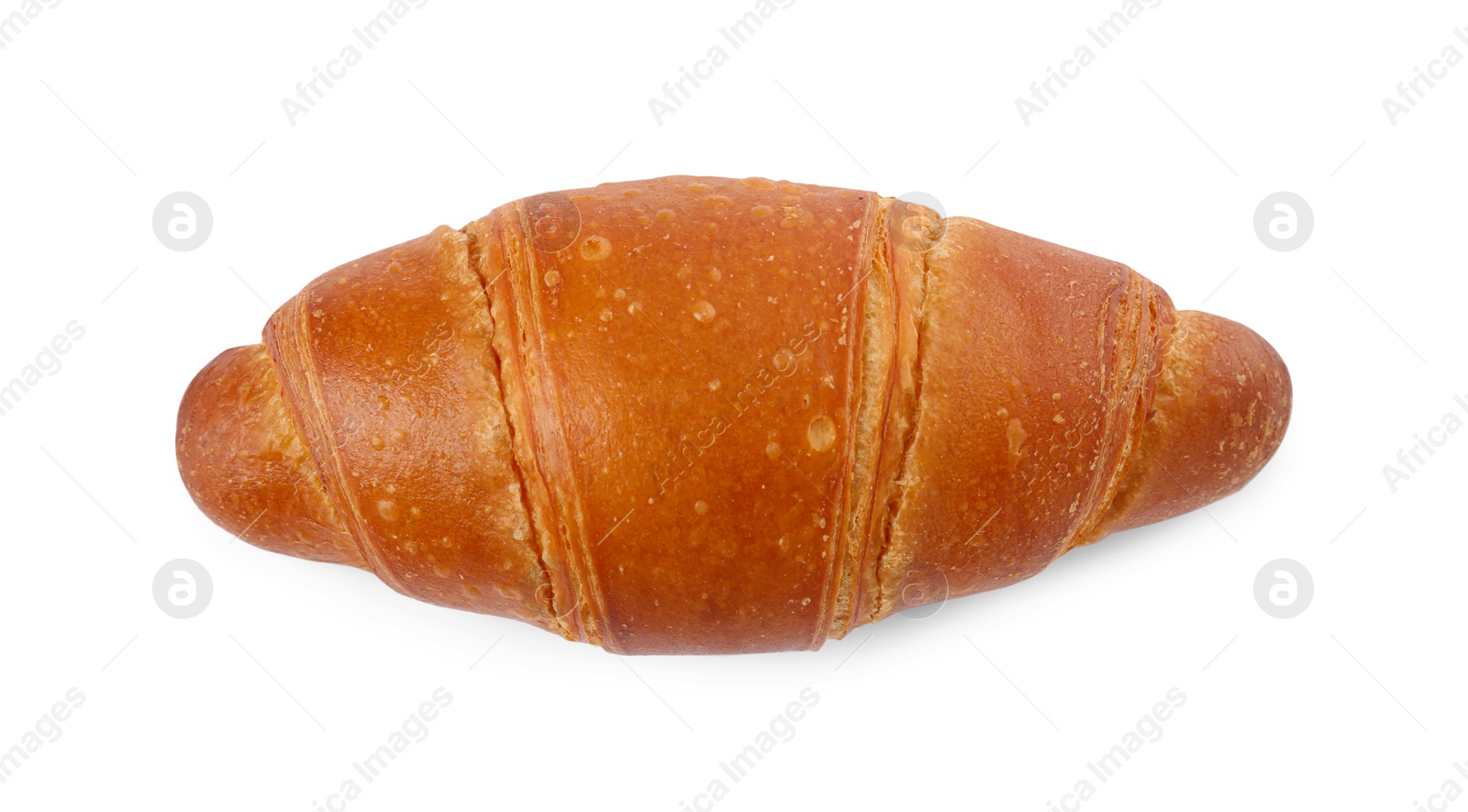 Photo of Delicious crescent pastry isolated on white, top view. Fresh pastry