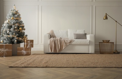 Photo of Living room interior with beautiful Christmas tree