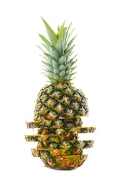 Photo of Cut fresh pineapple on white background