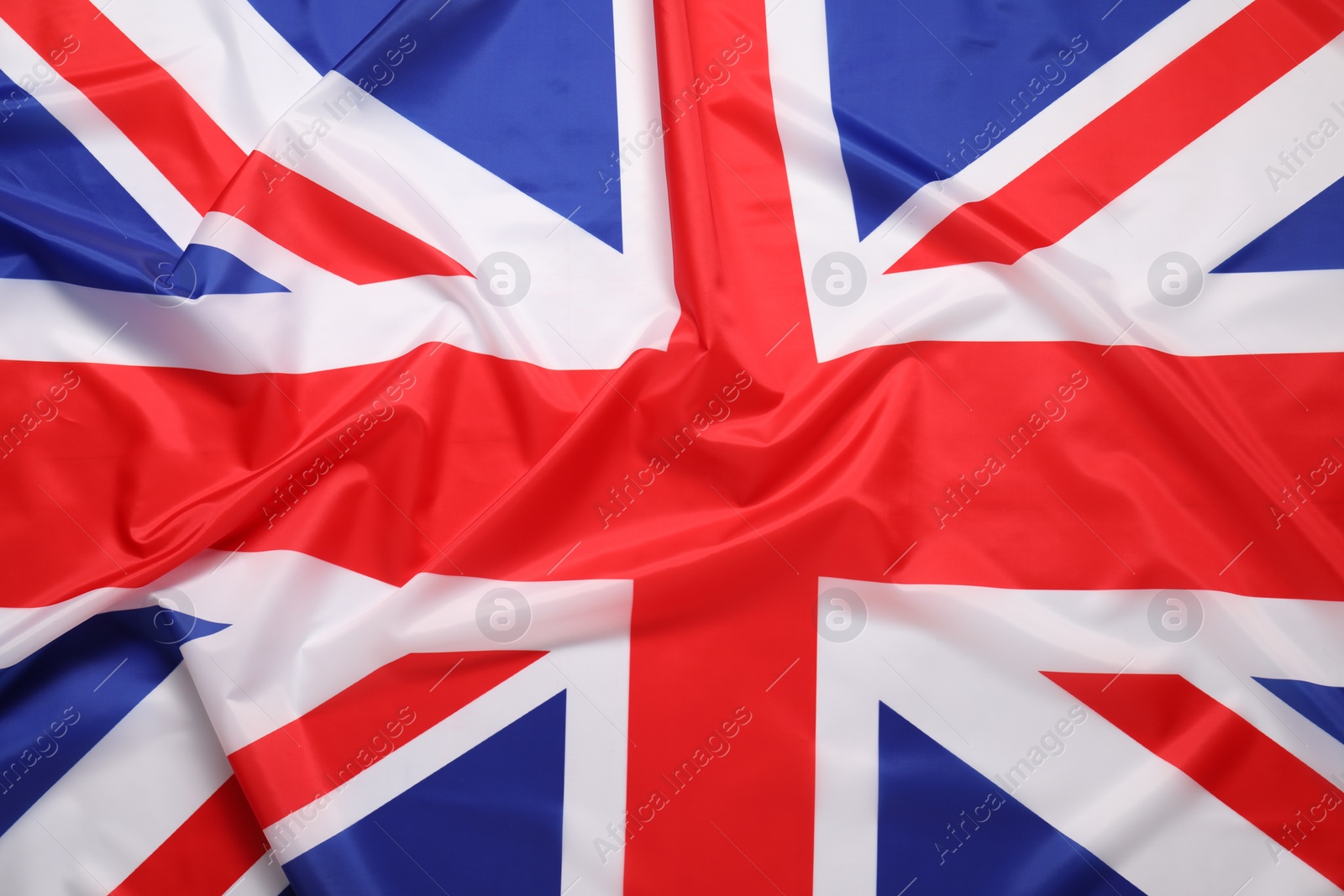 Photo of Flag of United Kingdom as background, top view. National symbol