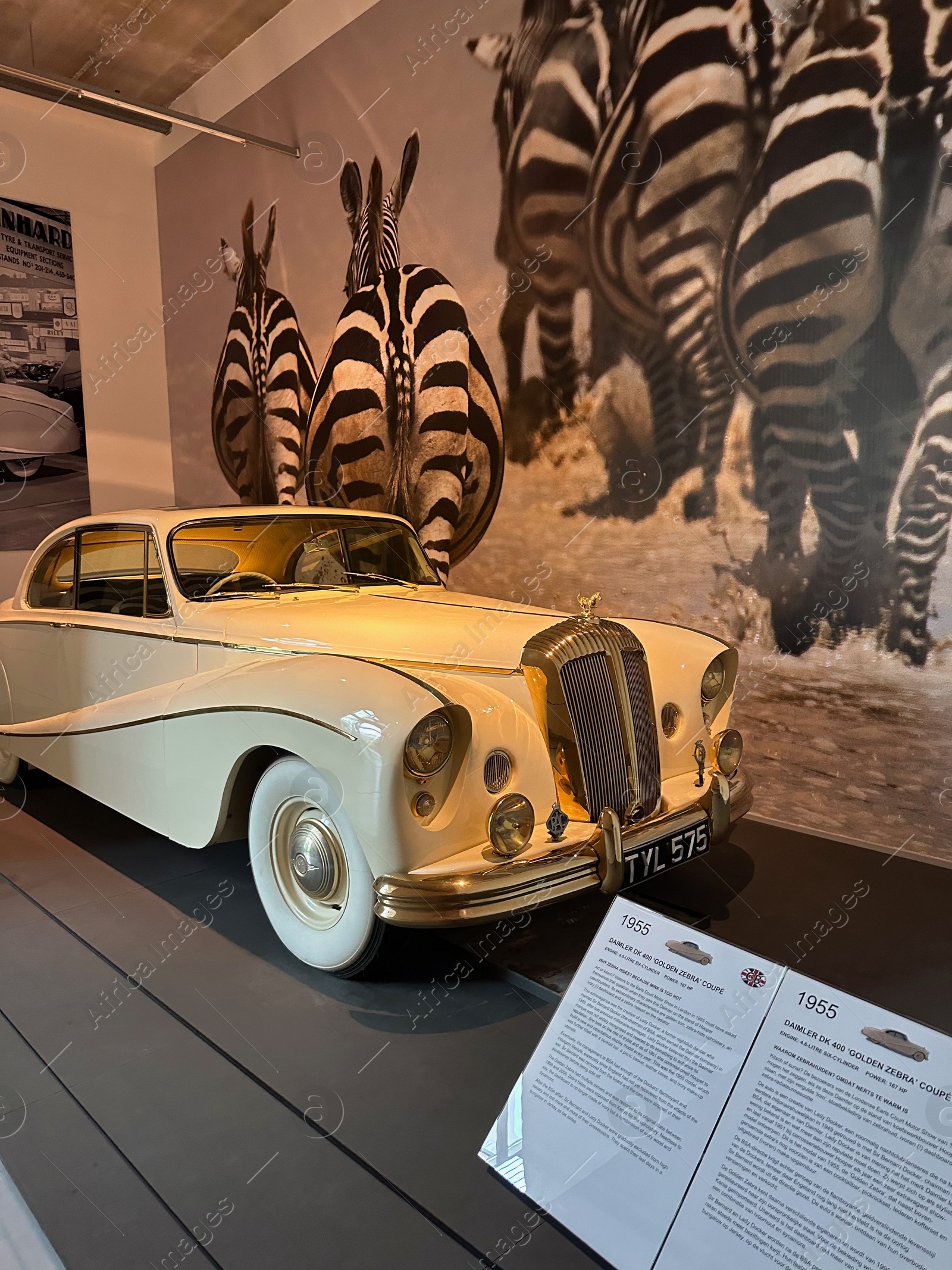 Photo of Hague, Netherlands - November 8, 2022: Beautiful view of white retro car in Louwman museum