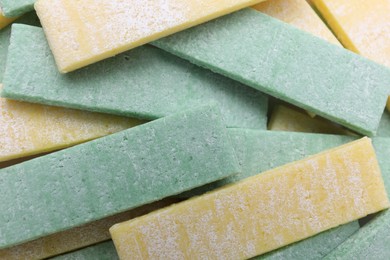 Sticks of tasty chewing gum as background, closeup