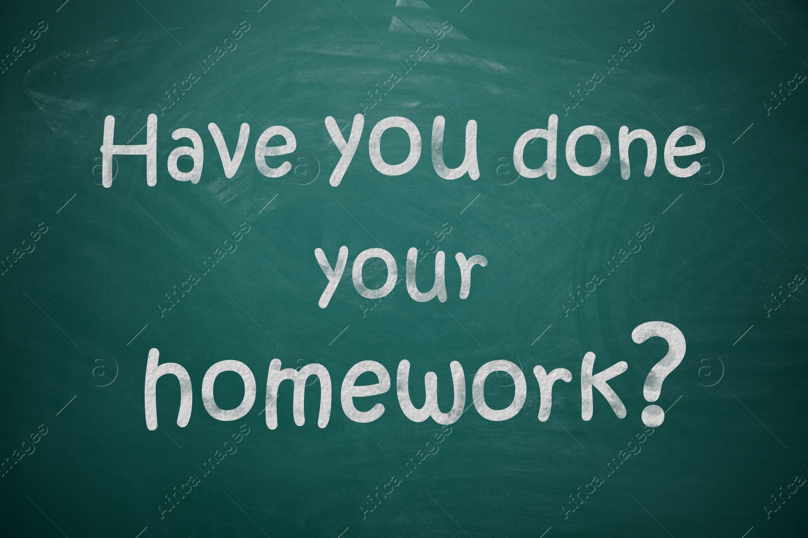 Image of Phrase HAVE YOU DONE YOUR HOMEWORK? written on chalkboard