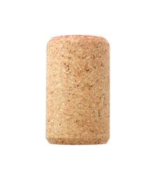 Photo of One wine bottle cork isolated on white, top view