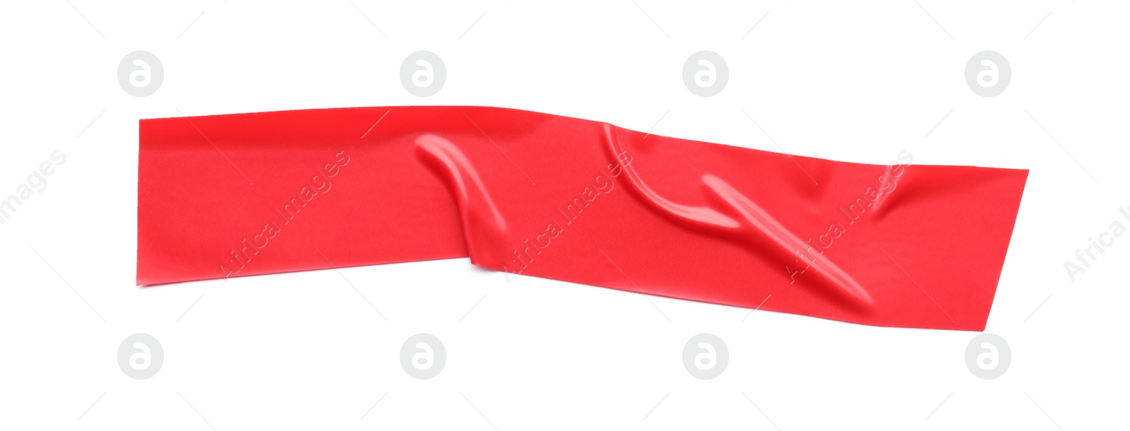 Photo of Piece of red insulating tape isolated on white, top view