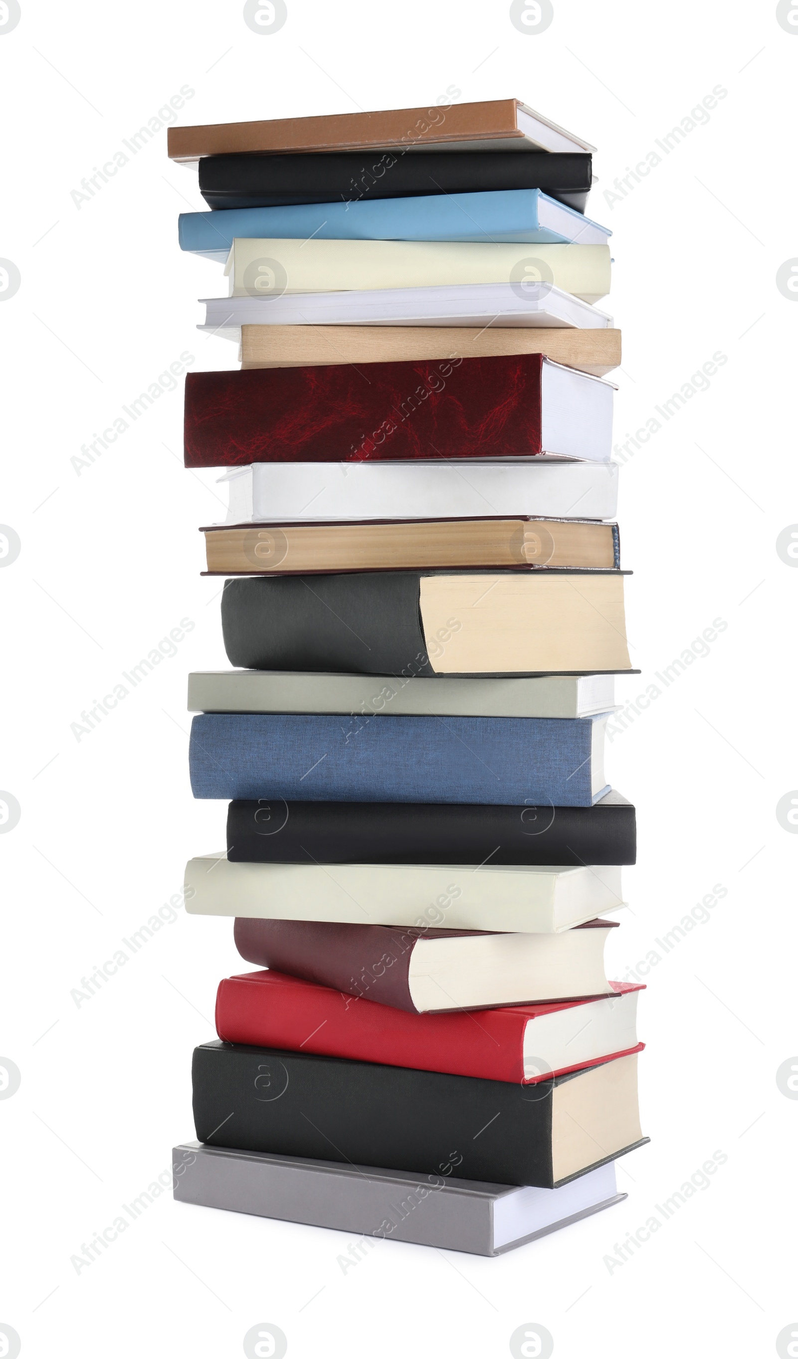 Photo of Stack of hardcover books on white background