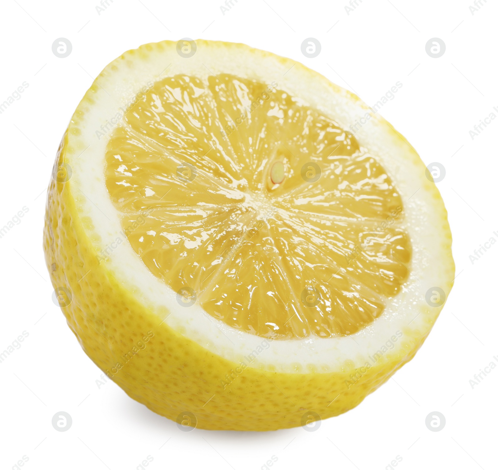 Photo of Half of lemon isolated on white. Citrus fruit