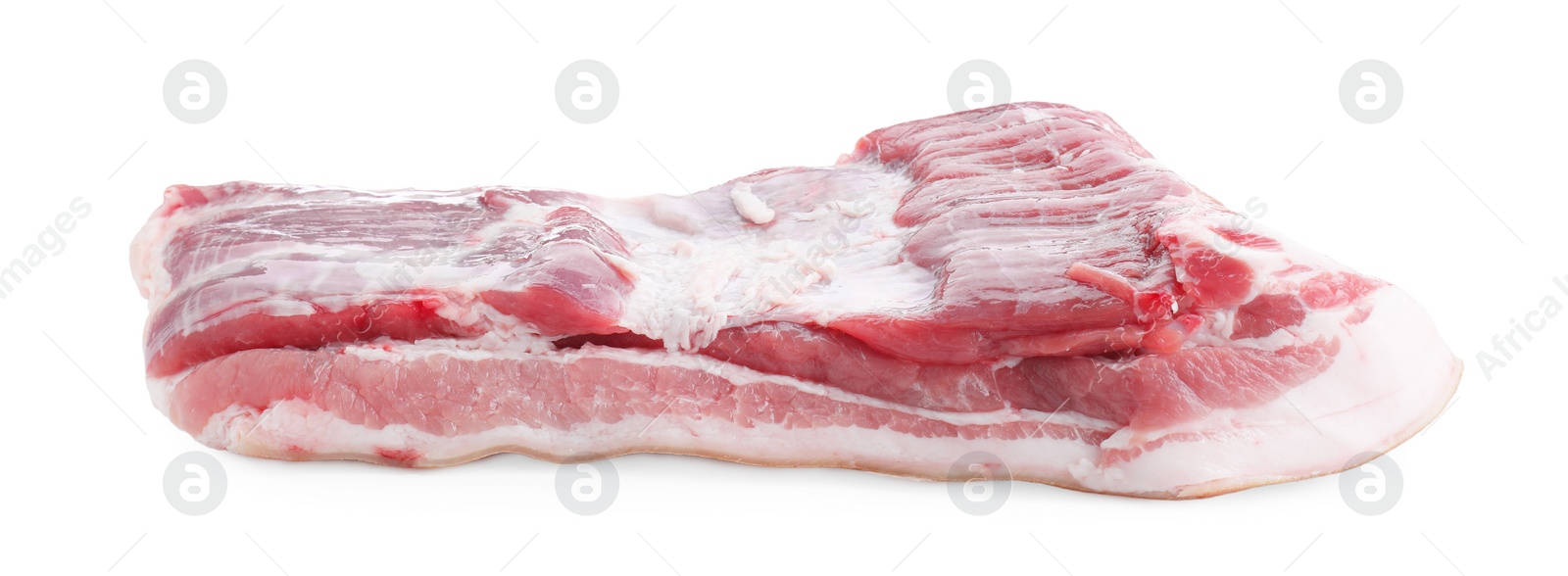 Photo of One piece of raw pork belly isolated on white