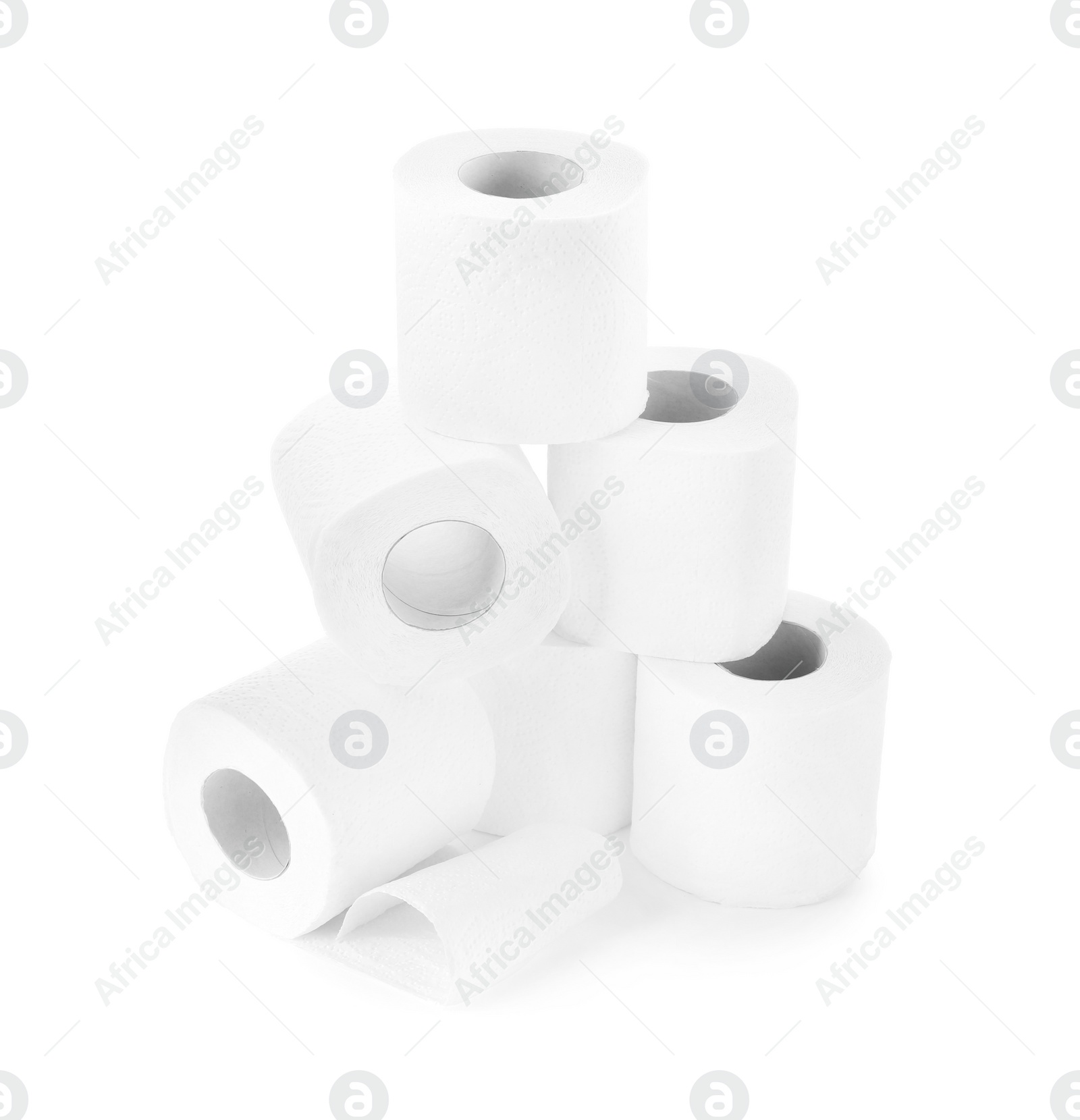 Photo of Soft toilet paper rolls isolated on white