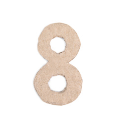 Photo of Number 8 made of cardboard isolated on white