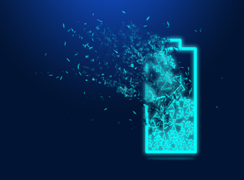 Battery charging icon on blue background. Illustration