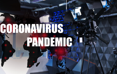 Image of Modern video recording studio. Coronavirus pandemic - latest updates