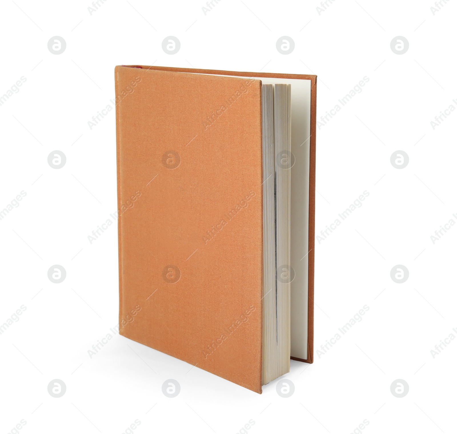 Photo of Book with blank cover on white background