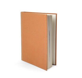 Book with blank cover on white background