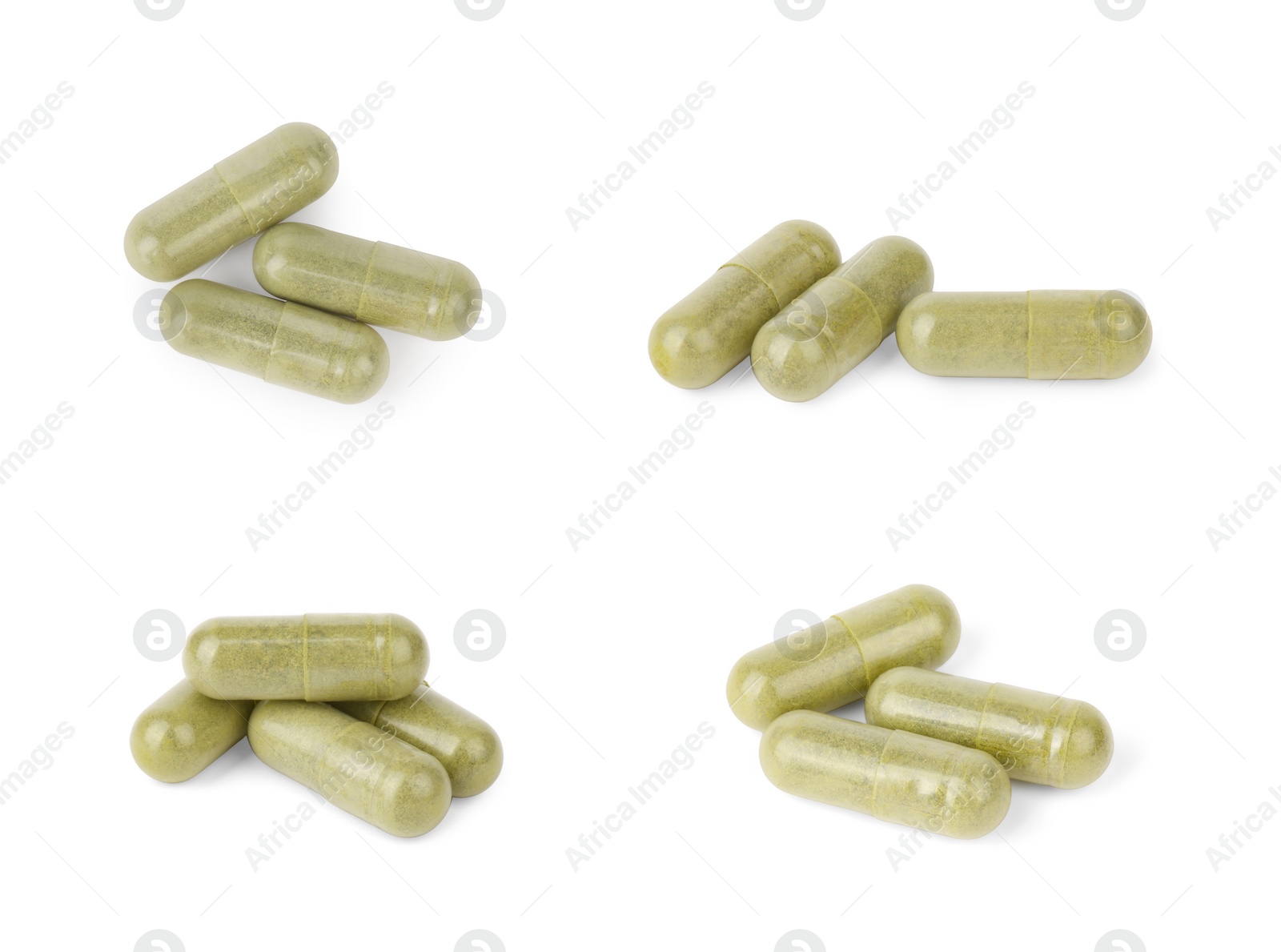 Image of Collage of vitamin pills isolated on white