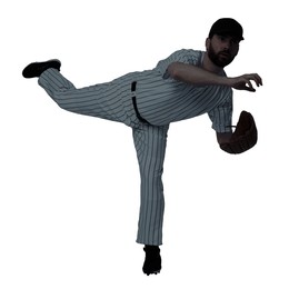 Image of Silhouette of baseball player on white background