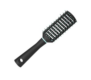 Photo of One new plastic hairbrush isolated on white