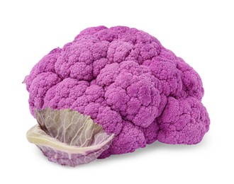 Photo of Fresh raw purple cauliflower isolated on white