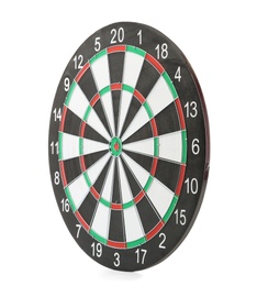 Photo of New empty dart board isolated on white