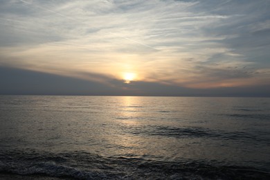 Picturesque view of sea at sunset. Tropical beach