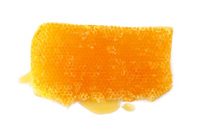 Natural honeycomb with tasty honey isolated on white