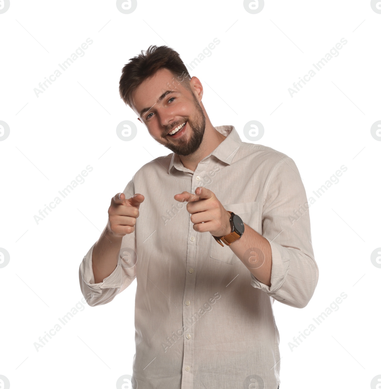 Photo of Portrait of handsome man on white background