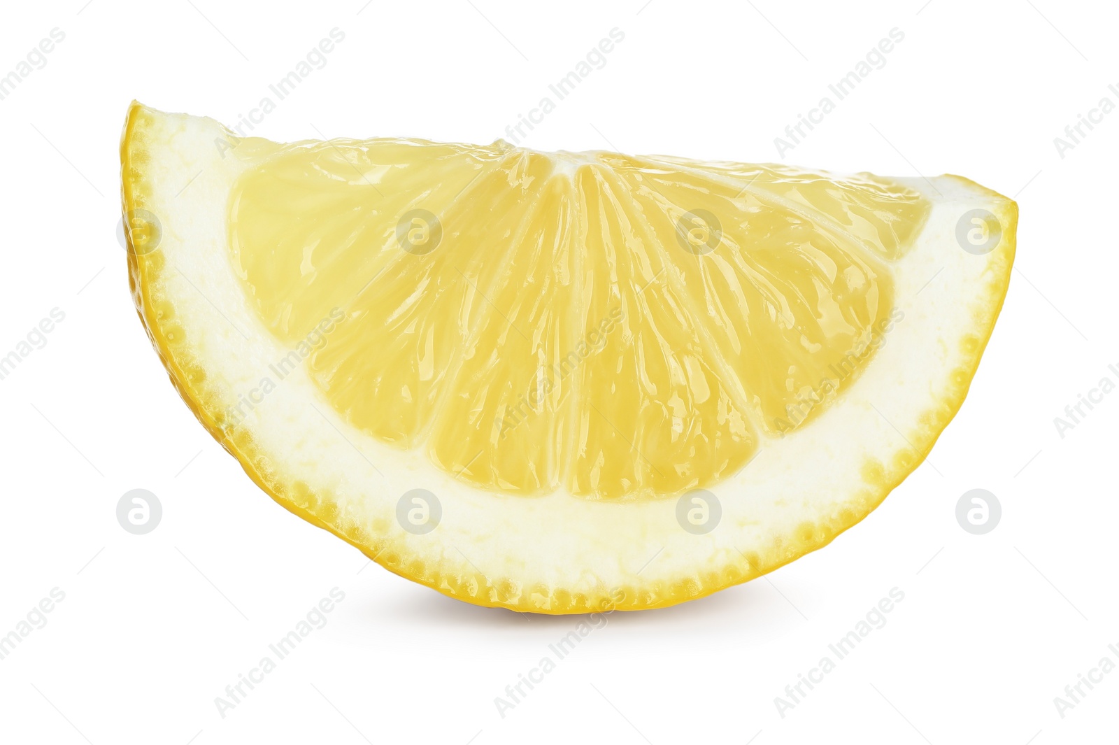 Photo of Slice of fresh lemon isolated on white