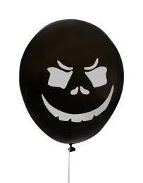 Photo of Spooky balloon for Halloween party on white background
