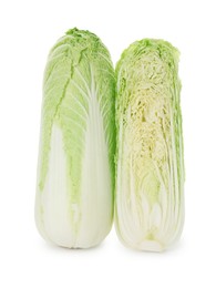 Photo of Halves of Chinese cabbage isolated on white