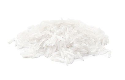 Photo of Pile of raw basmati rice isolated on white