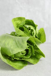 Photo of Fresh green romaine lettuces on light grey table