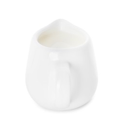 Photo of Jug of fresh milk isolated on white