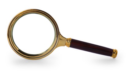 Photo of Magnifying glass with handle isolated on white