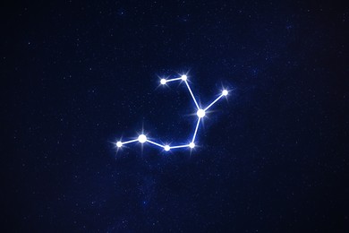 Image of Sagittarius (Archer) constellation. Stick figure pattern in starry night sky