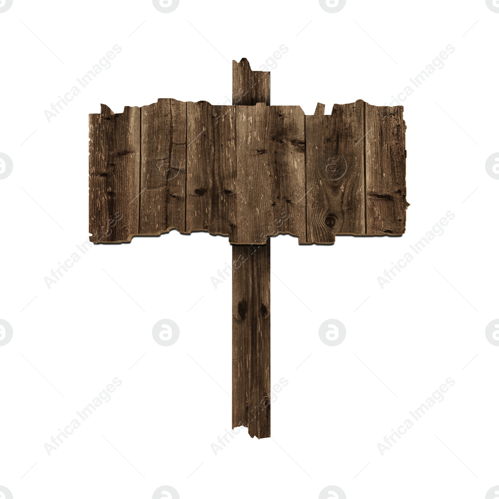 Image of Empty wooden sign isolated on white. Mockup for design