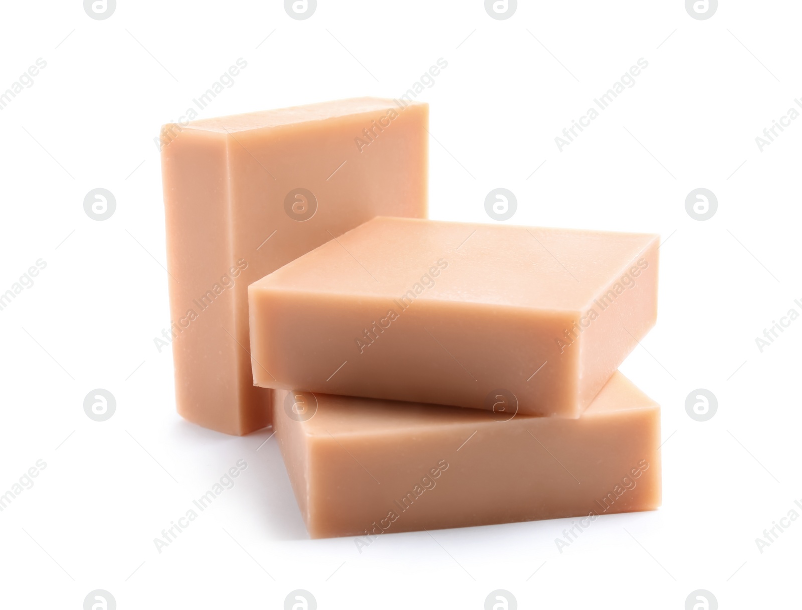 Photo of Hand made soap bars on white background