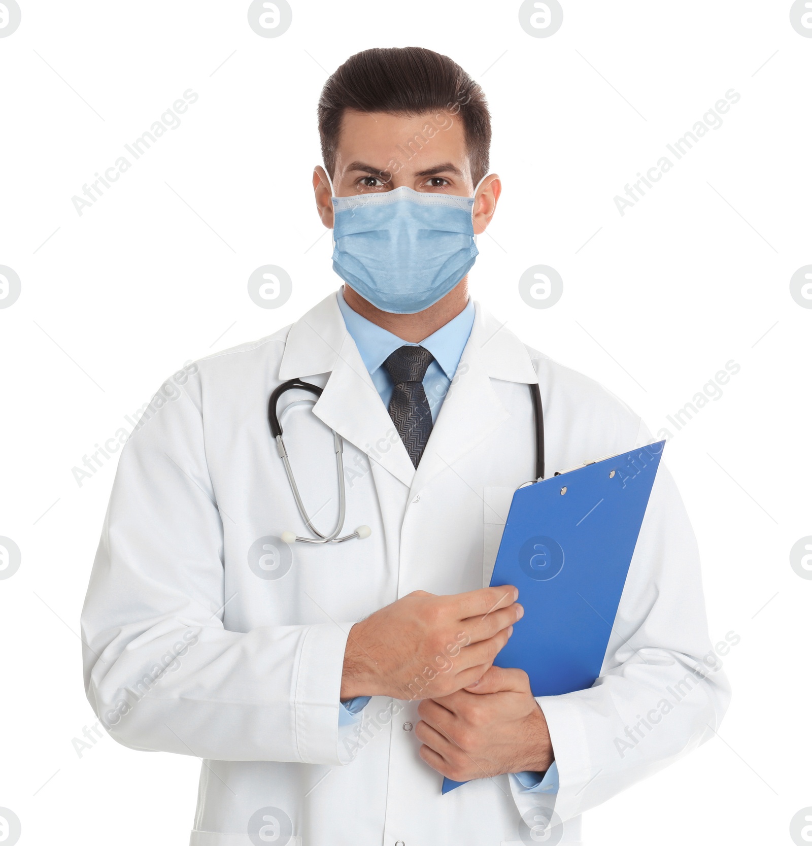 Image of Doctor in medical mask on white background